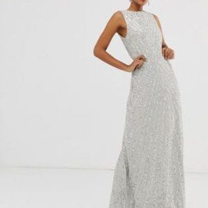 ASOS Embellished Maxi Dress in Silver